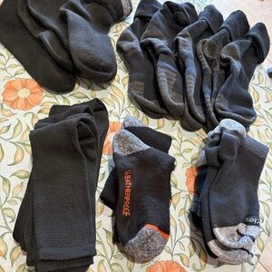 Fourteen (14) Pair Men's Black  Performance Socks